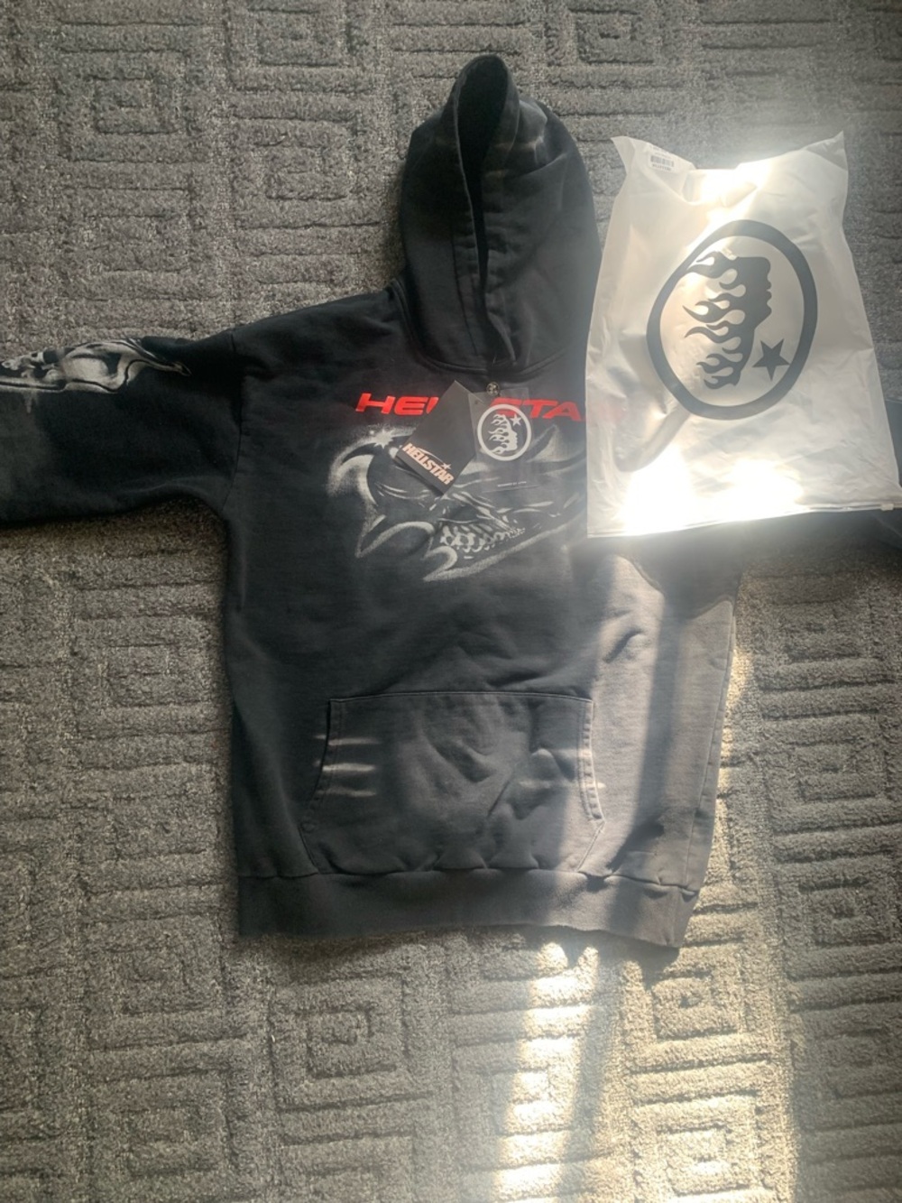 Hellstar Black Graphic Pullover Hoodie for Men